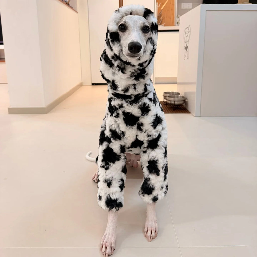 Pink Elegant Sweater for Dogs Winter Thick Soft 4-legged Fleece Coat for Italian Greyhound Warm High-neck Jumpsuit for Whippet