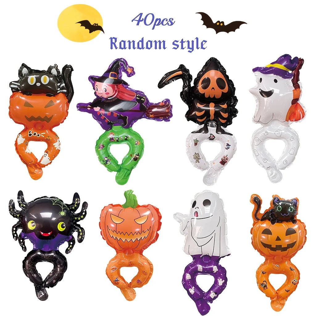 Halloween Wrist Balloon Set Cartoon Pumpkin Bat Skull Design Colorful Party Favors Halloween Day of The Dead New Year Christmas