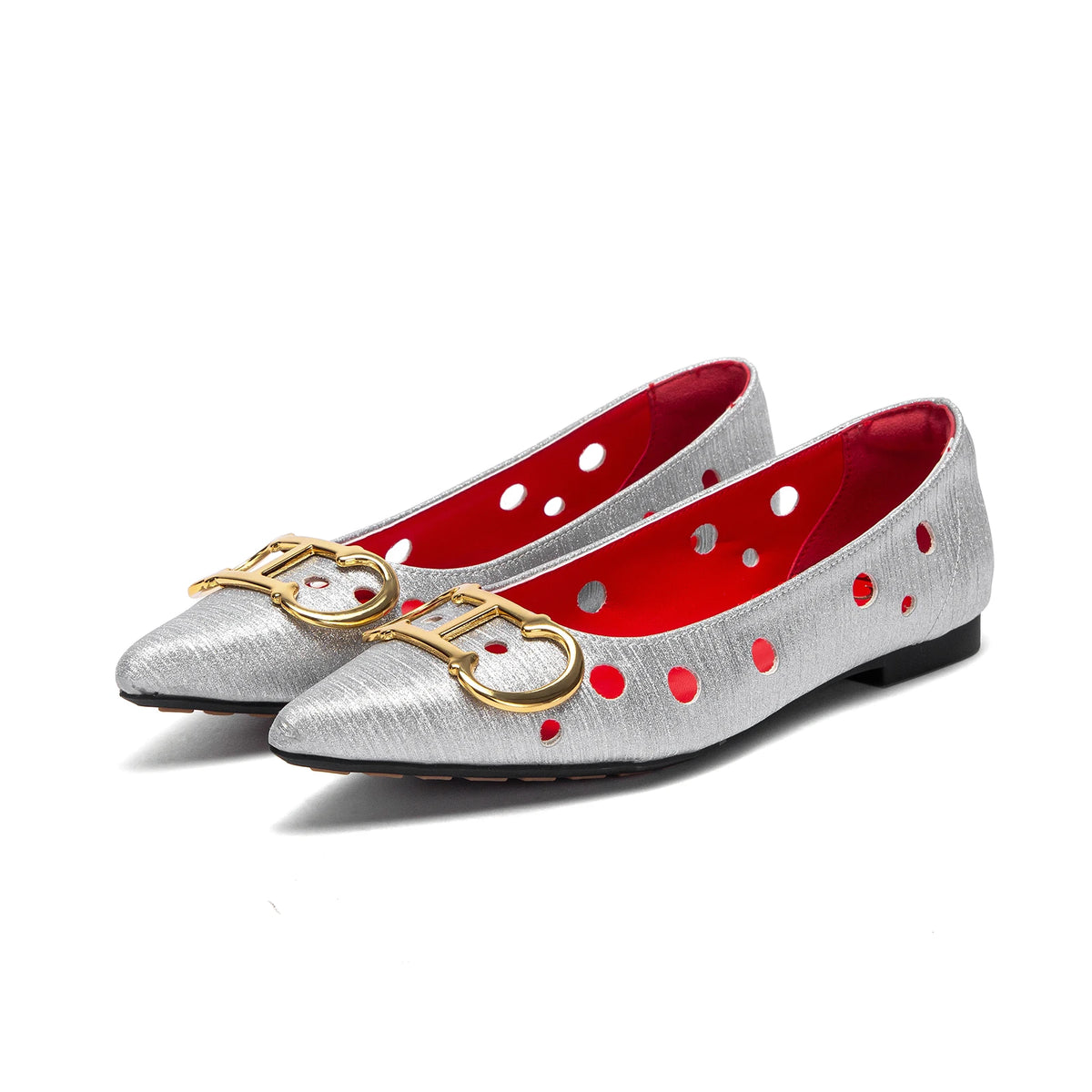 CHCH Women's Flat Shoes 2025 New Punching Design Pointed Women's Shoes Simple Anti slip