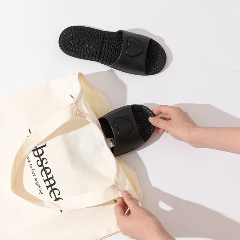 2025 New Ultra Light Non Slip Beach Slippers for Women Soft Sole Massage Home Slides Woman Portable Folding Outdoor Flip Flops