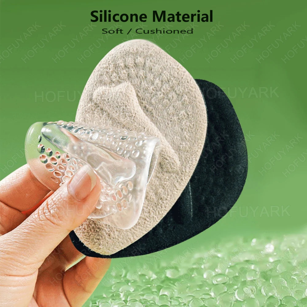 2Pairs Silicone Insoles for Shoes Insert High Heels Non-Slip Self-Adhesive Gel Metatarsal Foot Pads for Pain Relief Shoe Pads