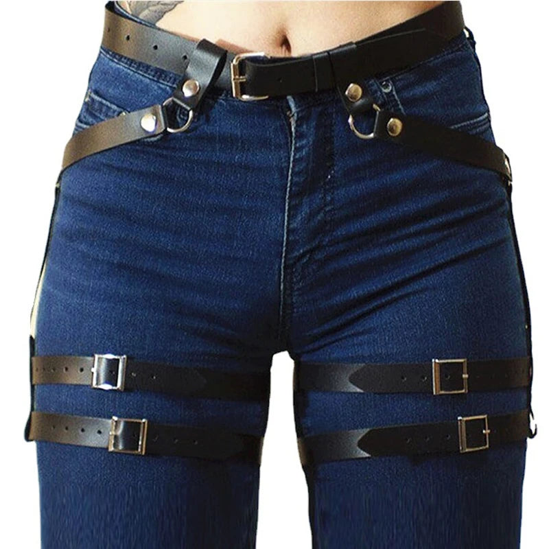 Gothic-style Lady Decorative Belt, Sexy Double-layer Leg Belt One-piece Belt, Halloween Role-playing Belt Accessory