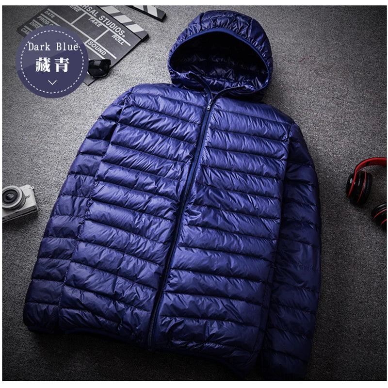 New Men Thin Down Jacket White Duck Down Ultralight Jackets Men's Autumn And Winter Warm Coats Portable Outwear