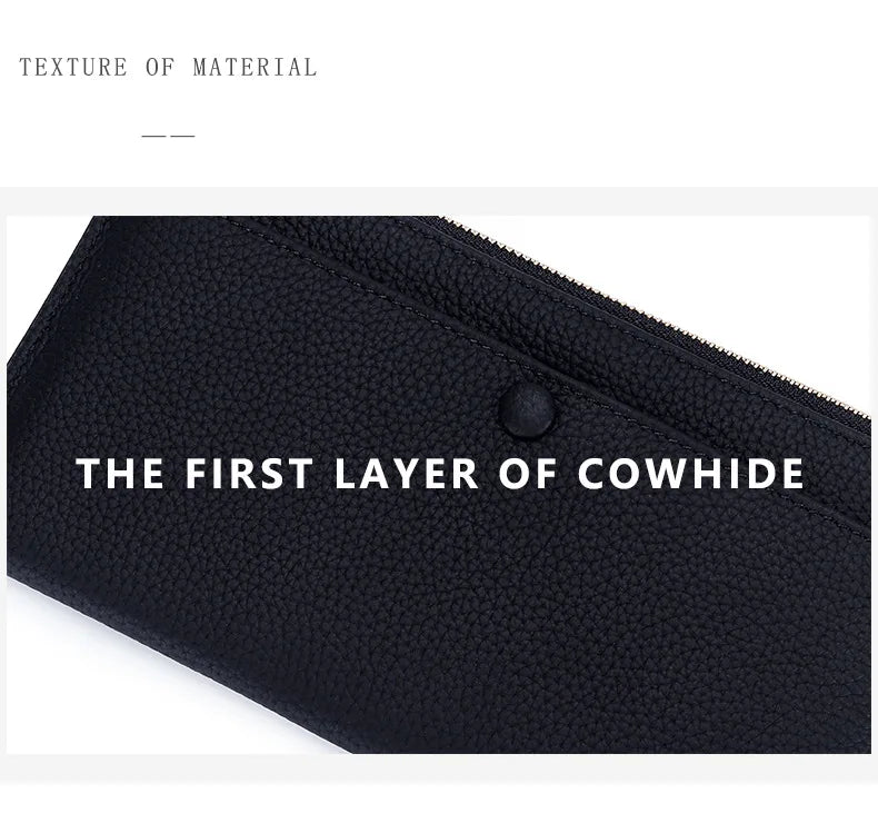 Genuine Leather Women Long Wallet Female Wallets Ladies Clutch Cow Leather Coin Purse Credit Card Holder Wrist phone purse