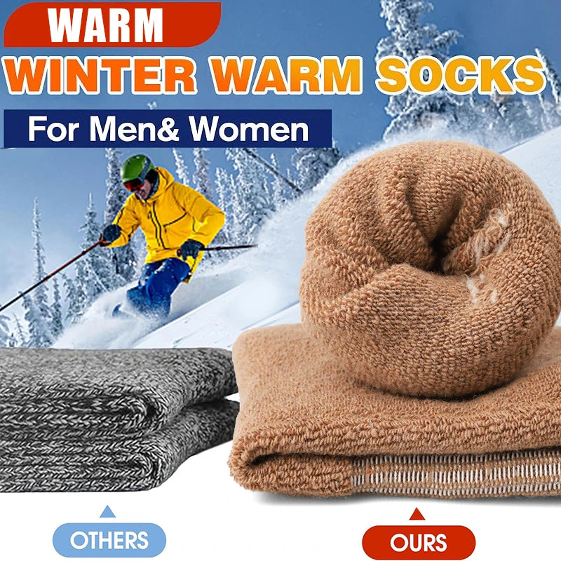 5Pairs Winter Men's Wool Socks Thick Thermal Animal Sports Socks Outdoor Hiking Cycling Soft Casual Mid Tube Snow Socks