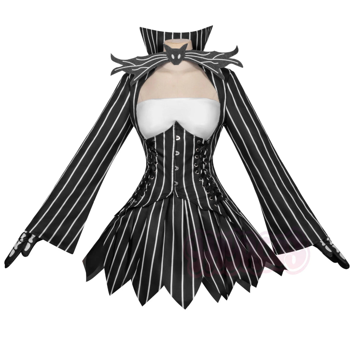 Halloween Costume Women's Jack Cosplay Costume Carnival Gothic Long Sleeve Top with Skirt and Gloves