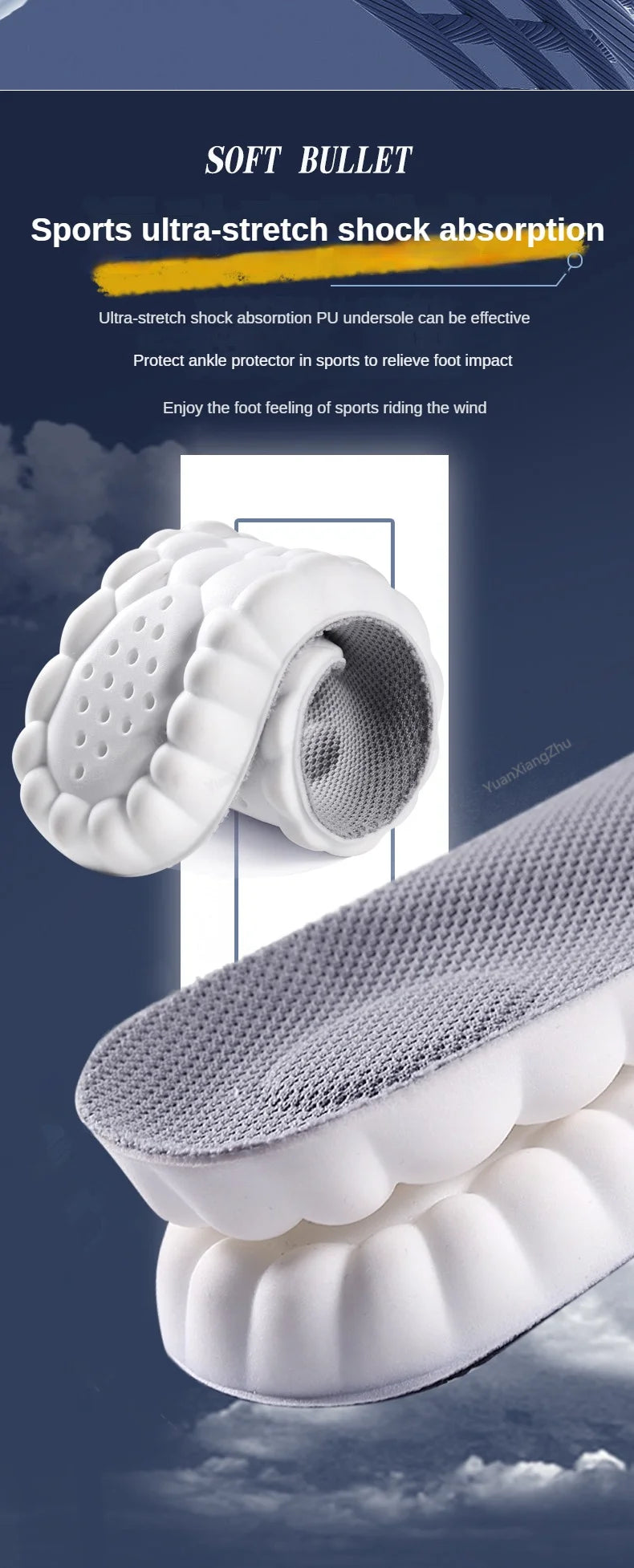 New 4D Massage Insoles Super Soft Sports Shoes Insole for Feet Running Baskets Shoe Sole Arch Support Orthopedic Inserts Unisex