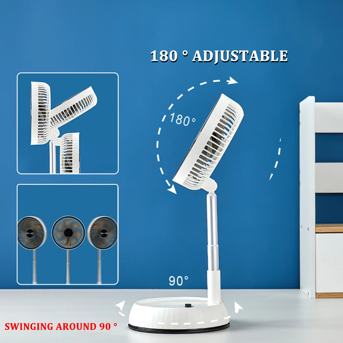 Portable Folding Fan 5400mAh USB Remote Control Air Cooler Silent Rechargeable Wireless Floor Standing Fan For Outdoor Home