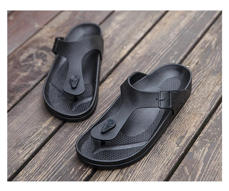 2026 New Summer Flip-flops for Men, Anti-slip, Trendy and Casual Solid-color Beach Shoes
