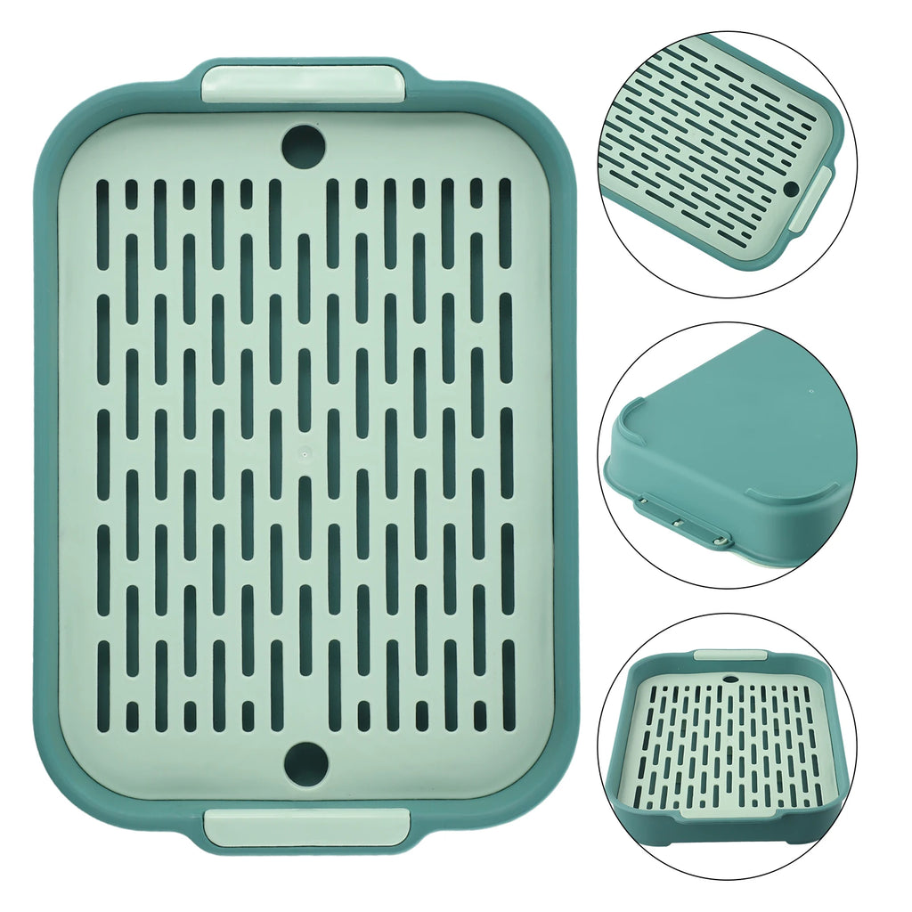 Tray Rabbit Litter Tray Smooth Corner Detachable Design Heightened Grid Design White Blue For Pet’s Training For Pet’s Training
