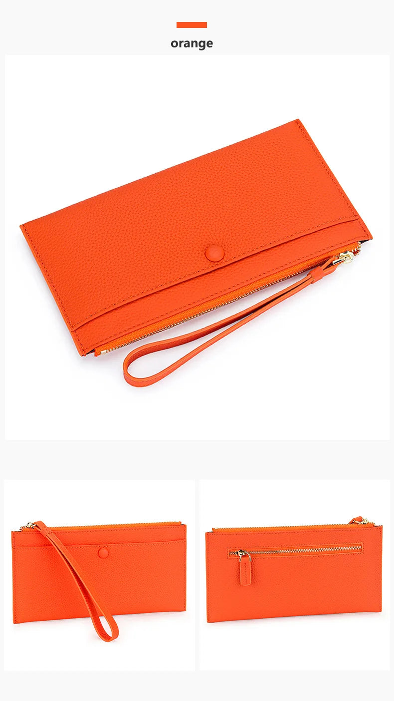 Genuine Leather Women Long Wallet Female Wallets Ladies Clutch Cow Leather Coin Purse Credit Card Holder Wrist phone purse