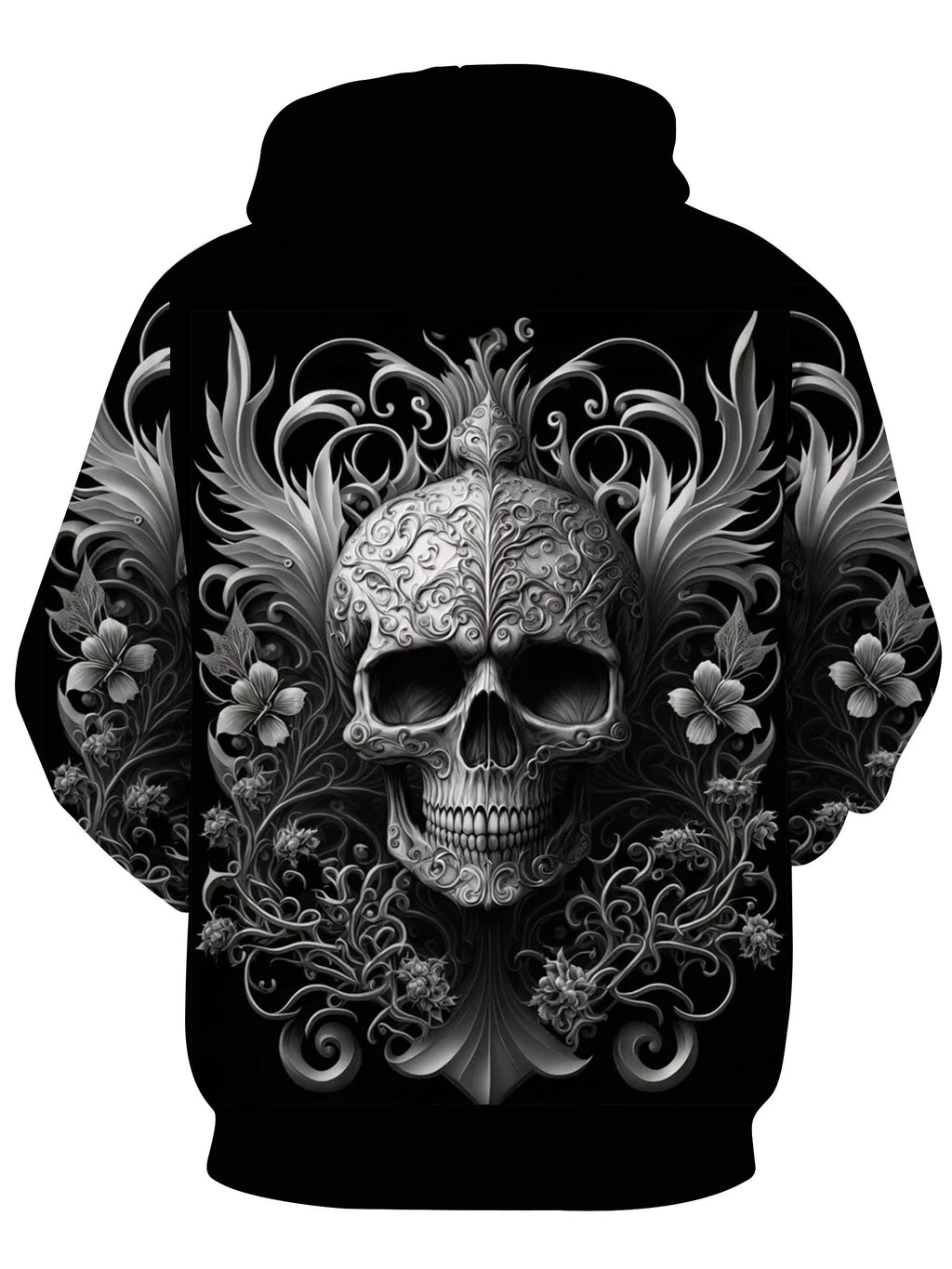 Fashionable men's autumn Halloween skull print soft and comfortable hooded sweatshirt outdoor urban high street clothing
