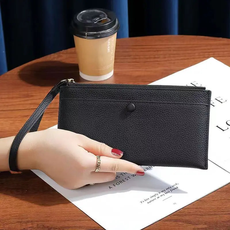 Genuine Leather Women Long Wallet Female Wallets Ladies Clutch Cow Leather Coin Purse Credit Card Holder Wrist phone purse