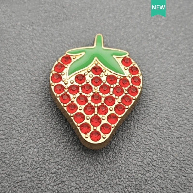 Metal Shoe Charms Diamond Fruit and Flower Decorative Buckles, Cute DIY Fashion Button Accessories for Cross Shoes