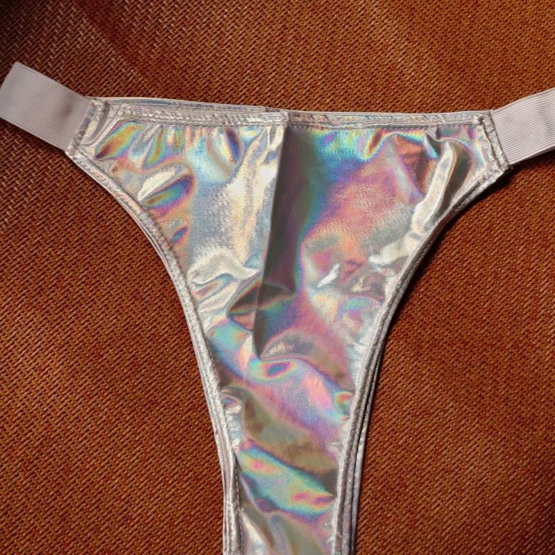 Patent Leather Women's Sexy Micro Shorts Nightclub Shiny Slimming Glossy Tiny Bikini Short Panties for Dancer Stage Performances