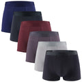 6Pcs Men's Bamboo Fiber Boxer Briefs Ultra Soft Breathable Elastic Waist Underwear Antibacterial Moisture-Wicking Underpants