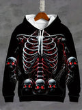 2025 New Men's Vintage Skull Skeleton 3D Print Hoodie Men Women Fashion Oversized Hoodie Sweatshirt Halloween Unisex Tracksuit