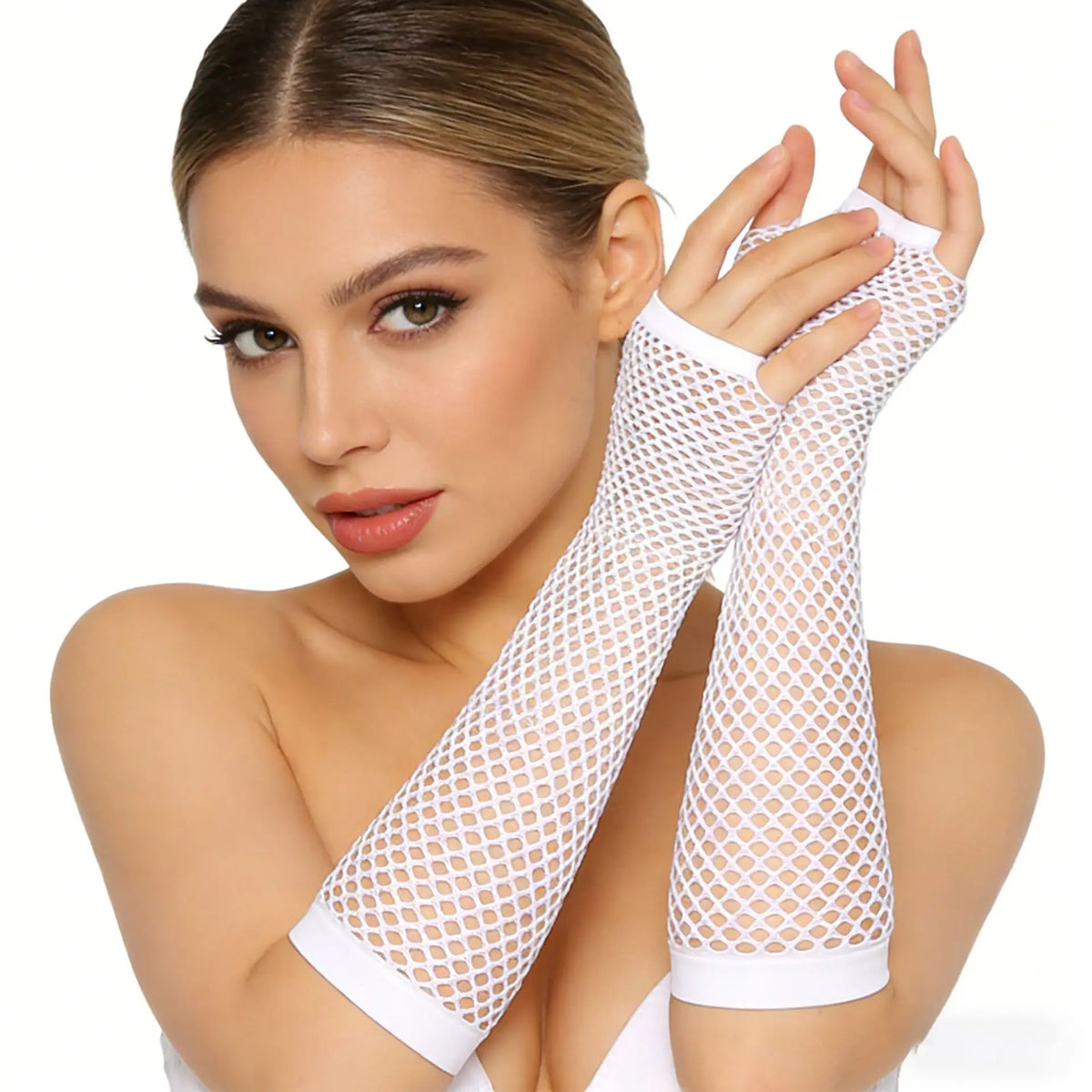 Fishnet Stretch Gloves Sexy Long Gloves Punk Half Finger Nightclub Party Gloves Cosplay