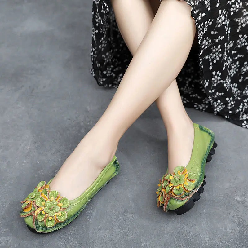 New real leather handmade shoes for women all season oxfords flats woman laced up moccasins cozy mom boat shoes round toe flats