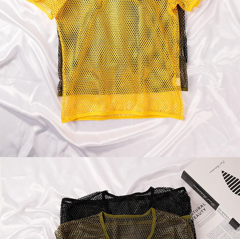 Men's Hollow Out Mesh T-Shirt, Breathable, Sport, See Through, Streetwear, Lightweight, Casual Tank Top, Summer, New Arrivals