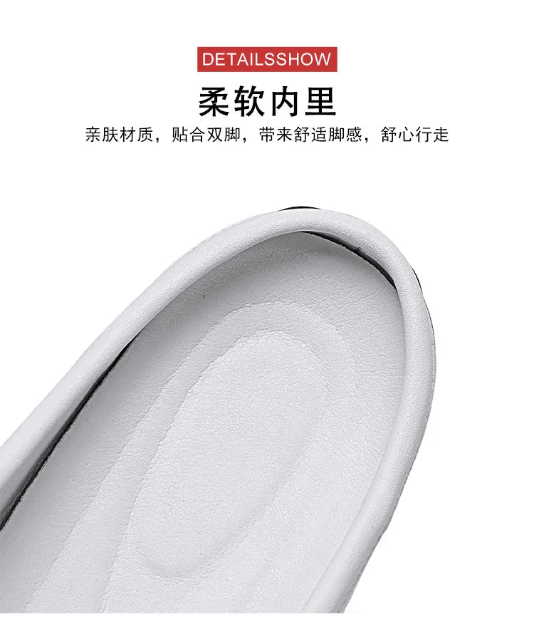 Large Size Mules Men Half Shoes For Man Slippers Leather Mens Semi-Drag Casual Shoes Backless Loafers Male Slides Flats Sandals