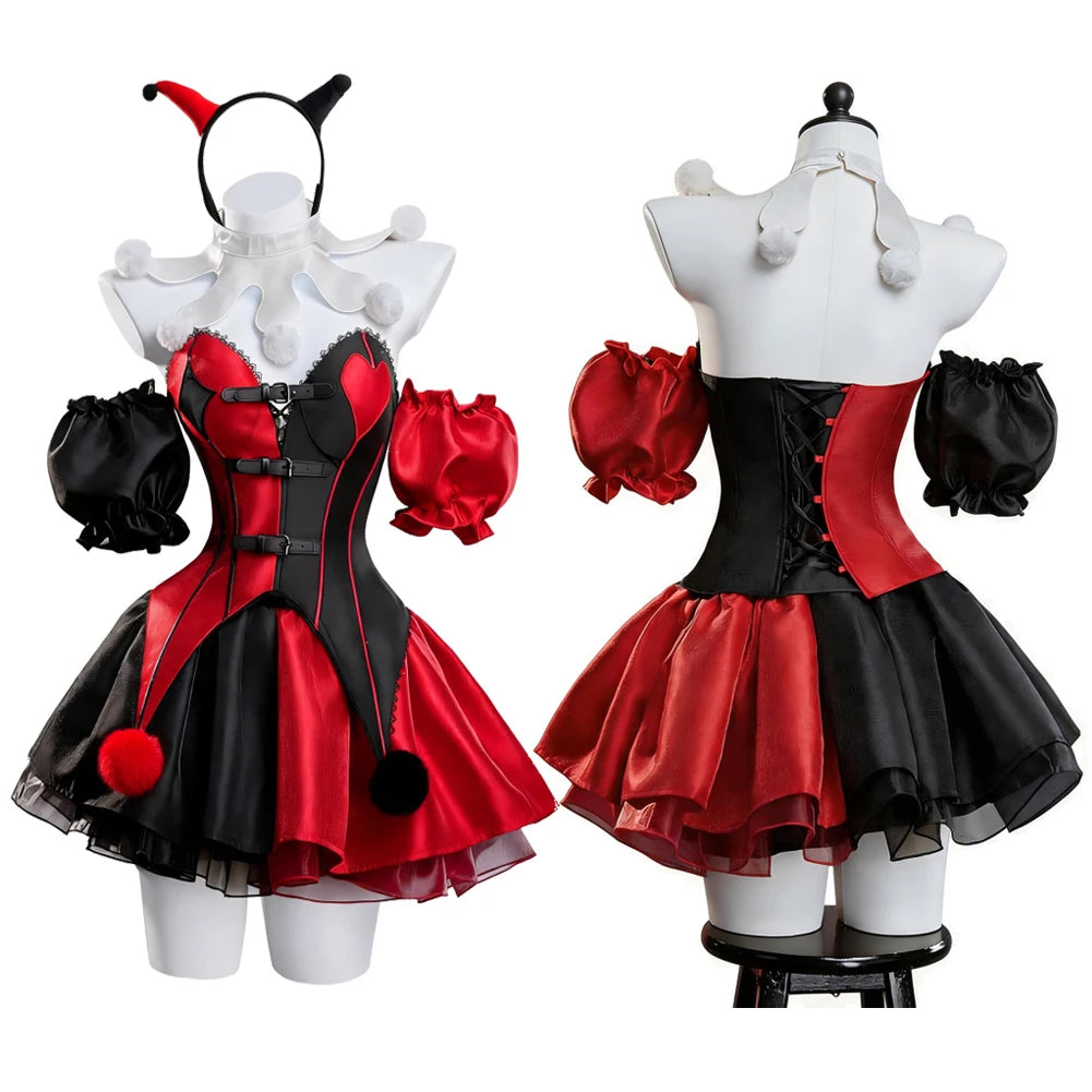 Halloween Cosplay Clown Skirt Hairband Clothing Women Party Disguise Roleplay Female Outfits Suit Halloween Costume Carnival
