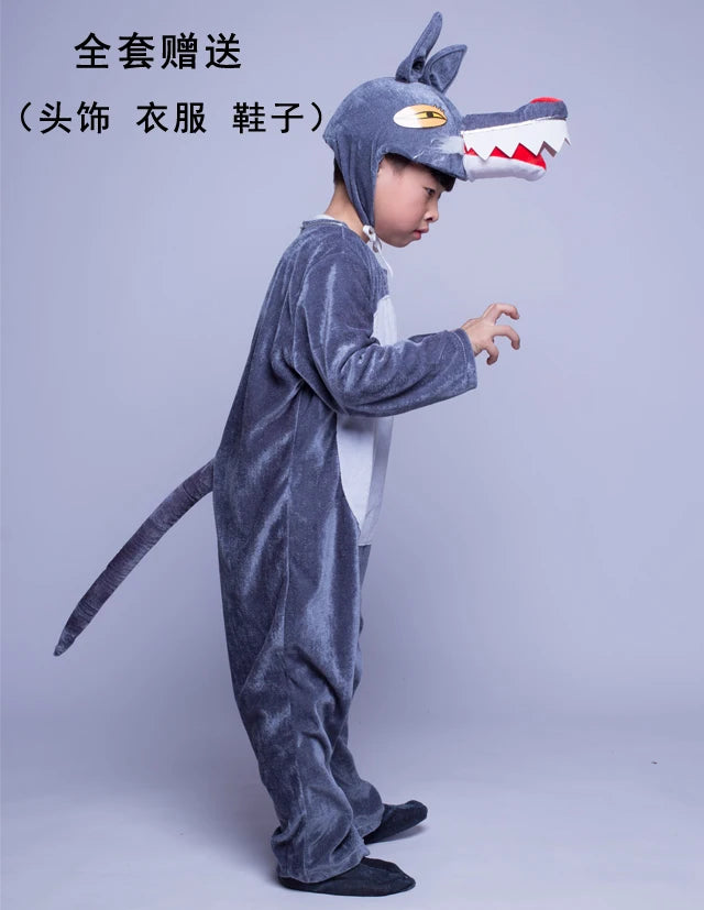 Halloween Children Animal Forest Wolf Costume Role Play school Performance wolf Clothing