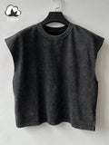 Men's All-Season Casual Washed Solid Color Retro Vest Casual Comfortable Pure Cotton High-Quality Streetwear Vest
