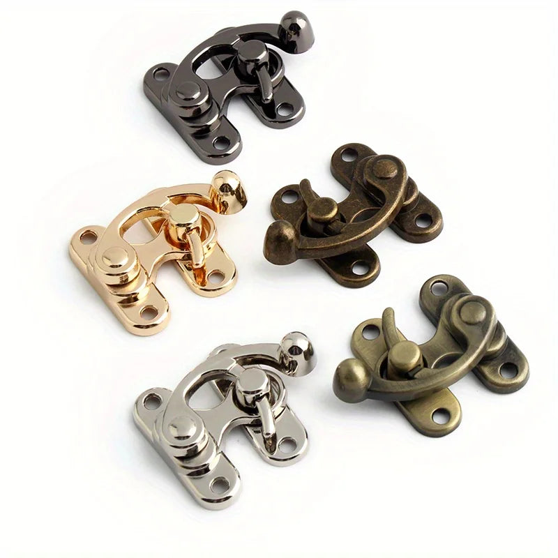 2PCS Metal Bag Horn Hook Lock Antique Tin Box Jewelry Box Decorative Buckle Lock Hook With Screws DIY Wallet Making