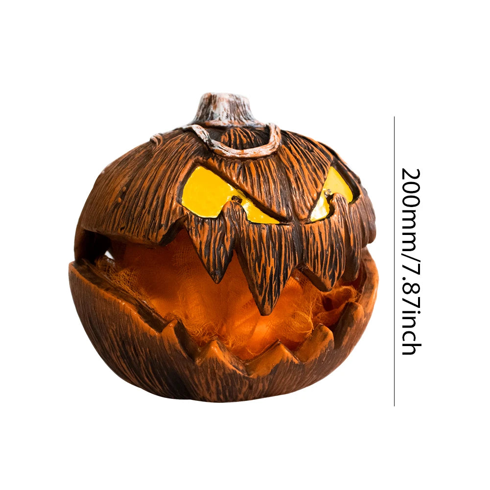 Halloween Pumpkin Decoration Realistic Pumpkin Figurine with Light Up Eyes for Courtyard Bar Haunted House Festivals Party Favor