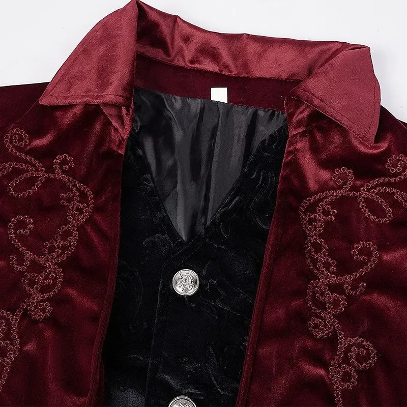 Men Vintage Tuxedo Dress Coat Cosplay Party Costume Fake Two Tailcoats Clothing Halloween Clothing Tops