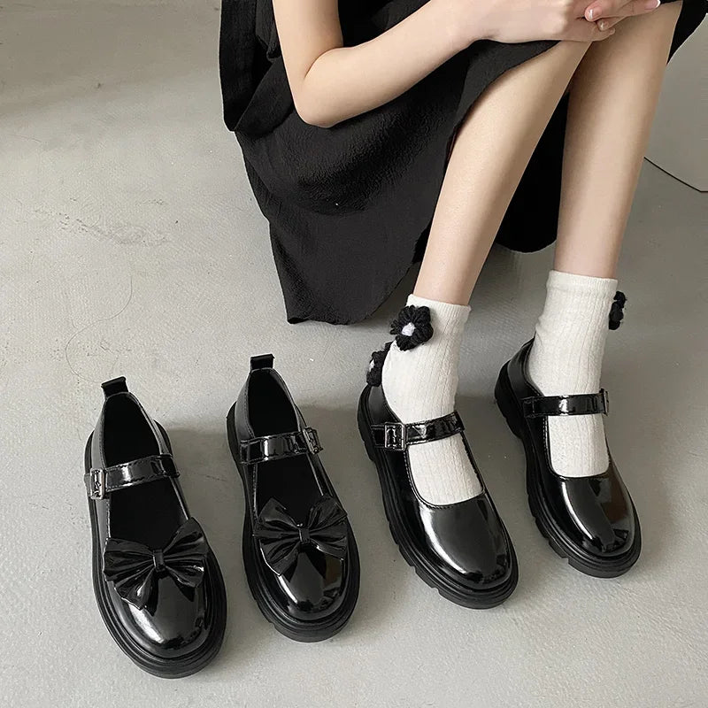 Shoes for Women 2023 Vintage Round Toe Black Mary Jane Shoes Sweet Girls High Heel Platform Lolita Shoes Size 44 Women's Shoes