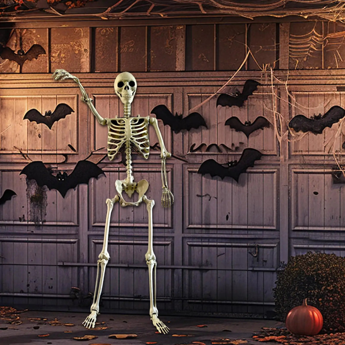 Halloween Realistic Body Bones Life Size Human Skeleton with Posable Joints Simulation Skull Ornament Haunted House Horror Props