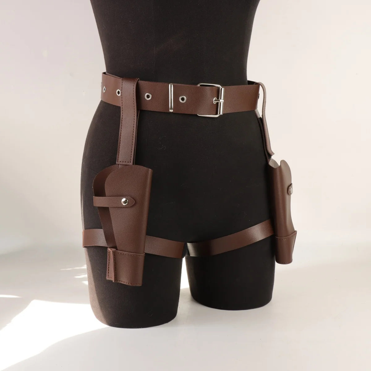 Adjustable Leg Holster and Belt Set For Party Halloween Cosplay Accessory Cowboy Costume for Women And Men(Gun not included)