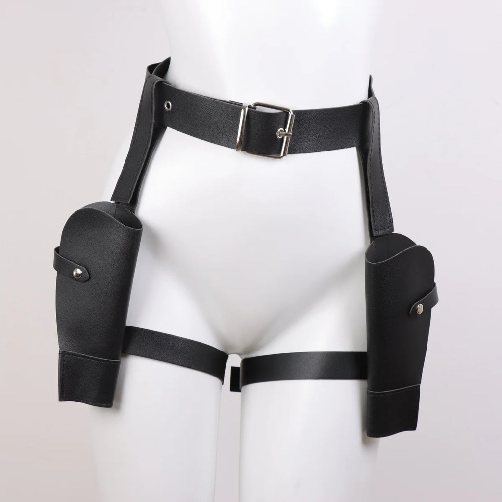 Adjustable Leg Holster and Belt Set For Party Halloween Cosplay Accessory Cowboy Costume for Women And Men(Gun not included)