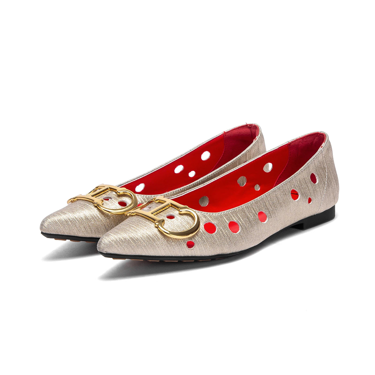 CHCH Women's Flat Shoes 2025 New Punching Design Pointed Women's Shoes Simple Anti slip