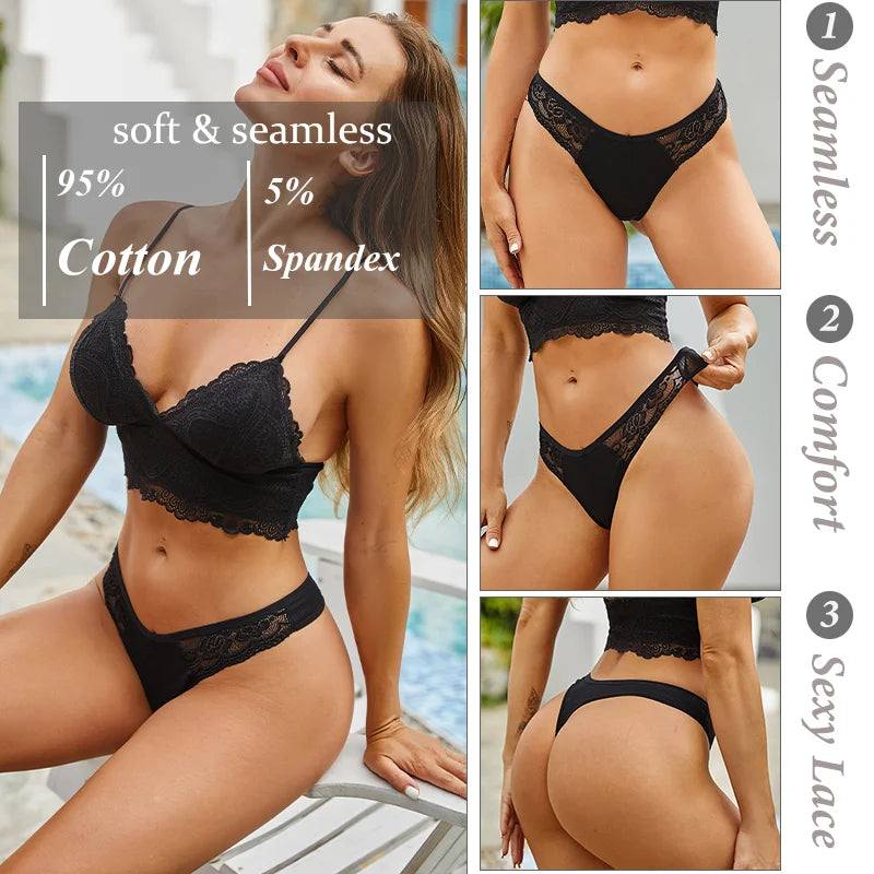 Women Cotton G-string Lingerie Sexy Lace Panties Thongs Femme Underwear Sexy Pantys Underpant Lingerie Lace Intimates S-XL