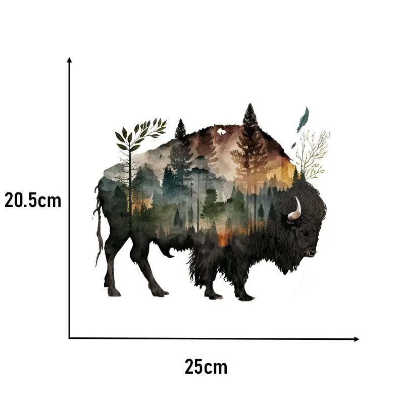 Landscape Animals Patches On Clothes Wolf Tiger fox Sticker Clothes Decoration Diy Accessory Print On T-Shirt Iron On Patch
