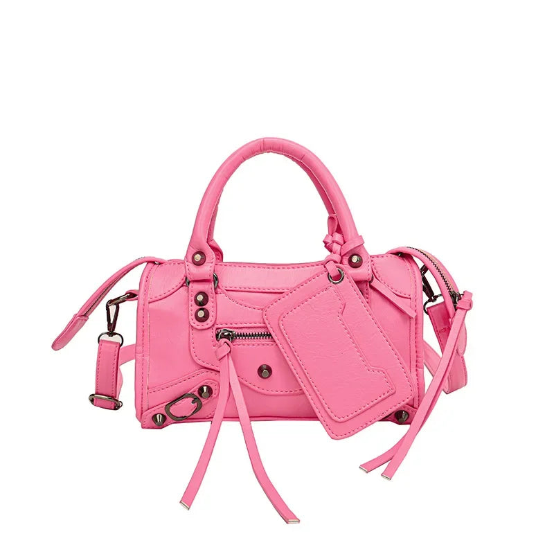 European and American Fashion Rivets Large Capacity Pillow Bag Bowling Motorcycle Handbag Single Shoulder Crossbody Women's Bag
