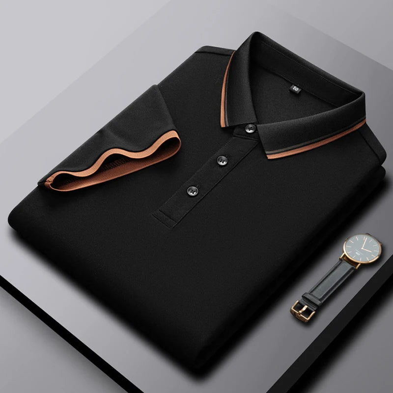 GAAJ Business Polo Shirt Men,Casual Brand Tops,Striped Collar T shirt,High Quality Cotton Tee,Social Poloshirt,Menswear Clothes