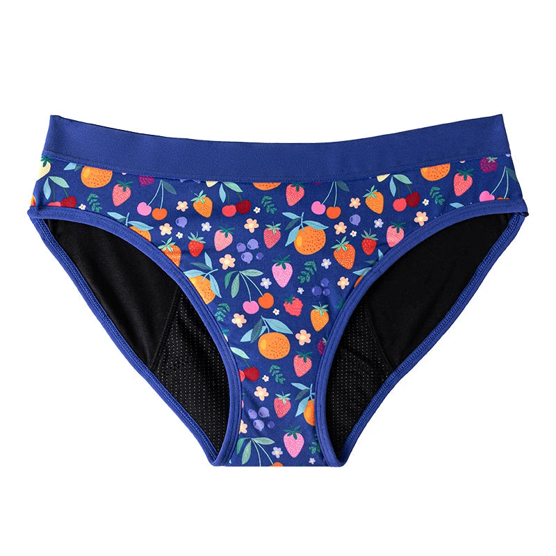For Teenager Girls Cotton Menstrual Panties Printing Fabric Underwear 4-Layer Medium Flow Absorption Ladies Period Briefs