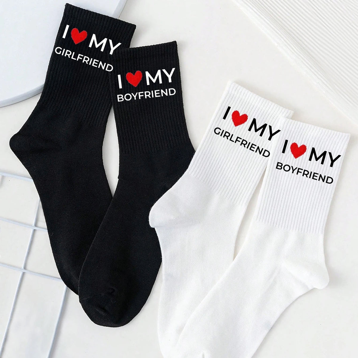 Funny I Love My Girlfriend Boyfriend Couple Socks Matching Lovers Gift Letter Crew Socks Men Women Streetwear Spring Summer