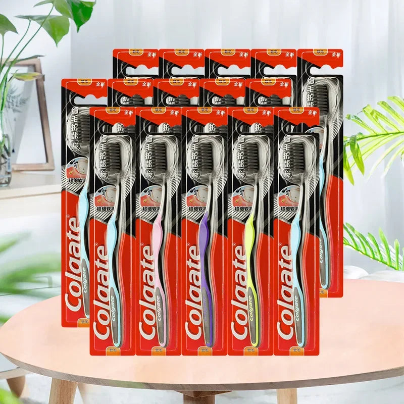 8PCS Random colors  Bamboo Charcoal Toothbrushes -Fine Soft Bristles,Oral Health, Adult Family Pack, Gentle Teeth Cleaning Tools