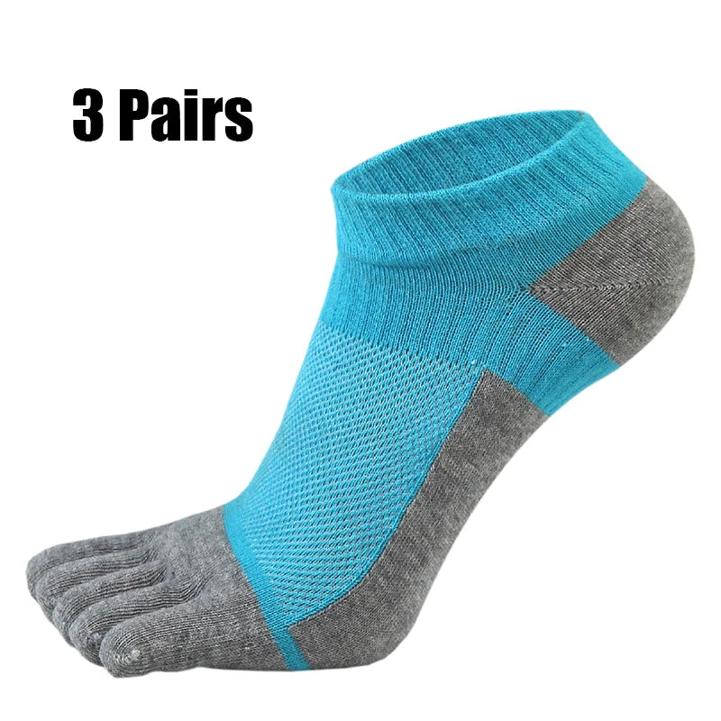 3 Pairs Five Finger Ankle Socks Cotton Men's Casual Mesh Breathable Comfortable No Show Socks With Toes