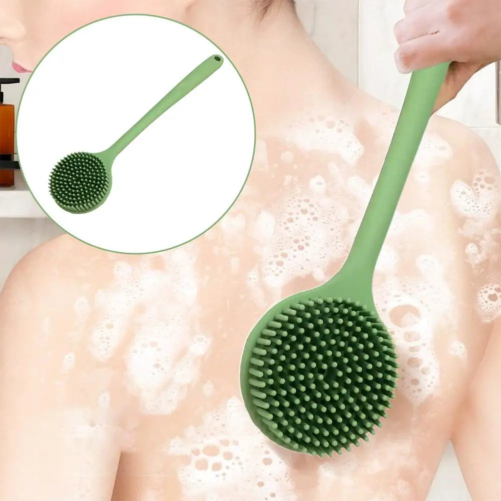 Long-handled Bath Brush Non-Slip Exfoliation Silicone Scrubber Double-Sided Scrub Body Cleaning Tool