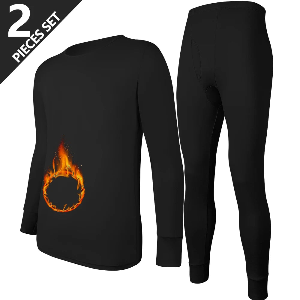 Thermal Underwear for Men Winter Fleece Bottom Johns T-shirt 2PCS Elastic Casual Home Suit Skin-friendly Breathable Clothing New