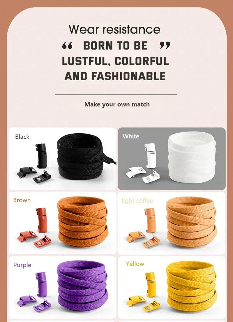 No Tie Shoe Laces Magnetic Shoelaces Without Ties Colorful Lock Elastic Laces Sneakers for Kids Adult Flat Shoelace Rubber Bands