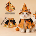 Halloween Witch Pet Costume for Cats & Small Dogs, Witch Hat and Printed Outfit, Adjustable Drawstring, Hook Loop Closures