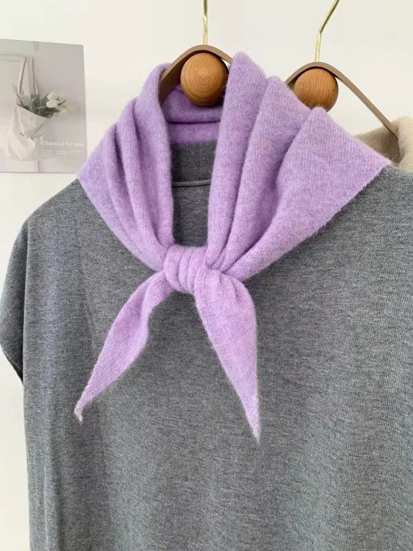 New Women Wool Scarf Shawl Winter Warm Soft Knitted Striped Triangle Fashion Brand Bandana Lady Wool Scarves