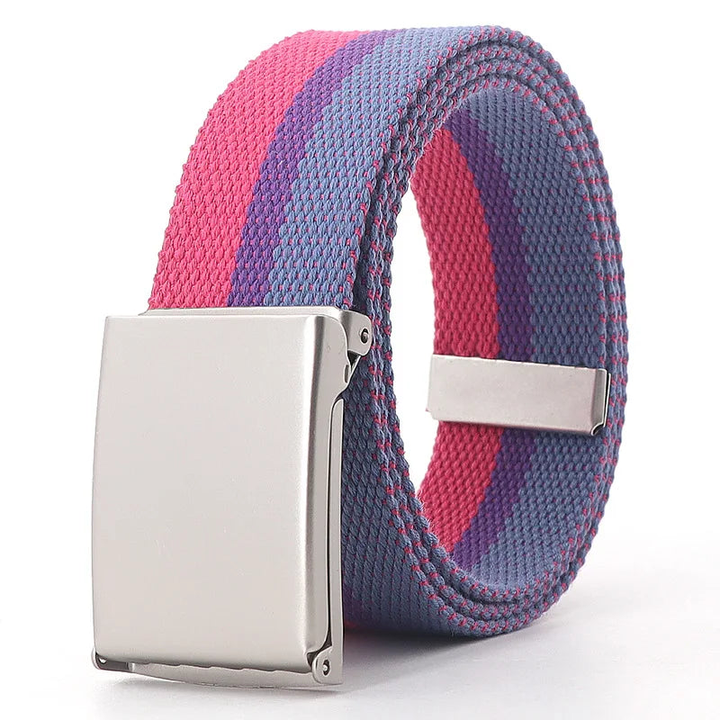 3.8cmX120cm Rainbow Striped Belt Unisex Luxury Brand Design High Quality Slim Belt Fashion Casual Jeans Dress Accessories